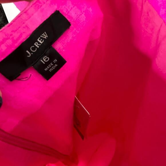 NWT! J.Crew Women Tie Waist Linen Jumpsuit size 16 Hot Pink Square Neck Wide Leg - Picture 6 of 13